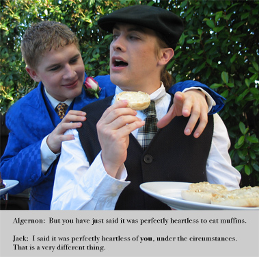 [Jack, about to eat a muffin]
Algernon:  But you have just said it was perfectly heartless to eat muffins.
Jack: I said it was perfectly heartless of you, under the circumstances.  That is a very different thing.